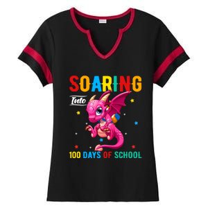 Soaring Into 100 Days Of School Dragon 100 Days Smarter Gift Ladies Halftime Notch Neck Tee