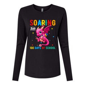 Soaring Into 100 Days Of School Dragon 100 Days Smarter Gift Womens Cotton Relaxed Long Sleeve T-Shirt