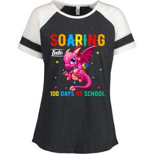 Soaring Into 100 Days Of School Dragon 100 Days Smarter Gift Enza Ladies Jersey Colorblock Tee