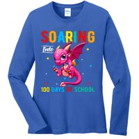 Soaring Into 100 Days Of School Dragon 100 Days Smarter Gift Ladies Long Sleeve Shirt