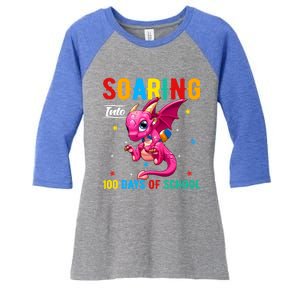 Soaring Into 100 Days Of School Dragon 100 Days Smarter Gift Women's Tri-Blend 3/4-Sleeve Raglan Shirt