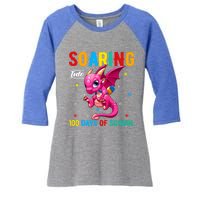 Soaring Into 100 Days Of School Dragon 100 Days Smarter Gift Women's Tri-Blend 3/4-Sleeve Raglan Shirt