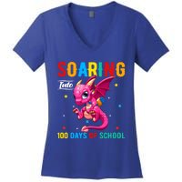 Soaring Into 100 Days Of School Dragon 100 Days Smarter Gift Women's V-Neck T-Shirt