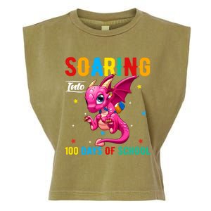 Soaring Into 100 Days Of School Dragon 100 Days Smarter Gift Garment-Dyed Women's Muscle Tee