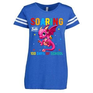 Soaring Into 100 Days Of School Dragon 100 Days Smarter Gift Enza Ladies Jersey Football T-Shirt