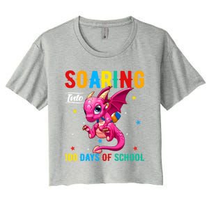 Soaring Into 100 Days Of School Dragon 100 Days Smarter Gift Women's Crop Top Tee