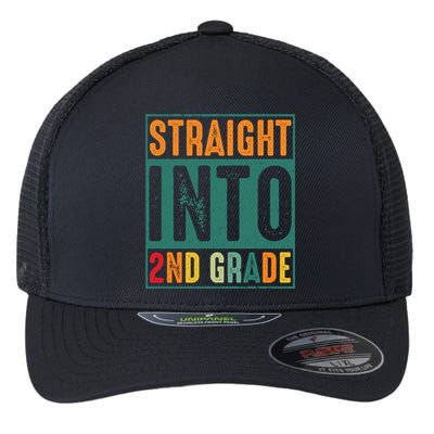 Straight Into 2Nd Grade Retro Vintage Team Second Grade Gift Flexfit Unipanel Trucker Cap