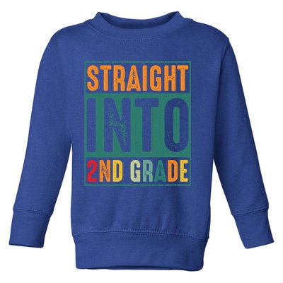 Straight Into 2Nd Grade Retro Vintage Team Second Grade Gift Toddler Sweatshirt