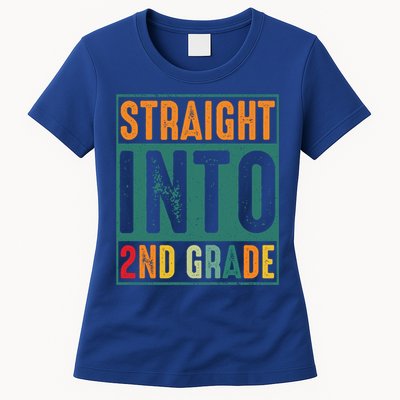 Straight Into 2Nd Grade Retro Vintage Team Second Grade Gift Womens T-Shirt