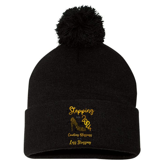Stepping Into 2024 Counting Blessings And Less Stressing Pom Pom 12in Knit Beanie