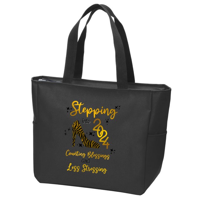 Stepping Into 2024 Counting Blessings And Less Stressing Zip Tote Bag