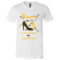 Stepping Into 2024 Counting Blessings And Less Stressing V-Neck T-Shirt