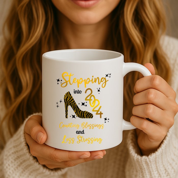 Stepping Into 2024 Counting Blessings And Less Stressing Mug