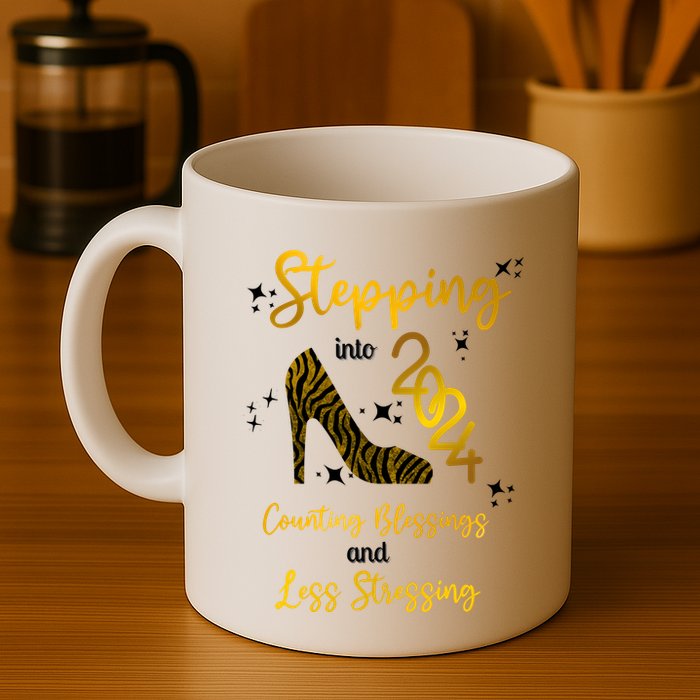Stepping Into 2024 Counting Blessings And Less Stressing Mug