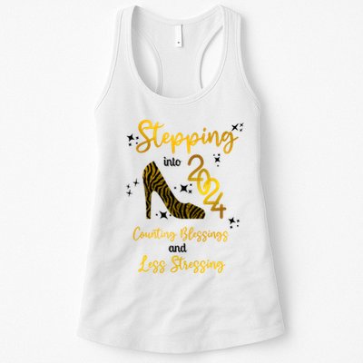 Stepping Into 2024 Counting Blessings And Less Stressing Womens Tank Top