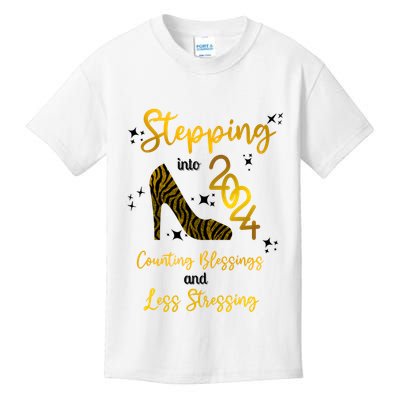 Stepping Into 2024 Counting Blessings And Less Stressing Kids T-Shirt