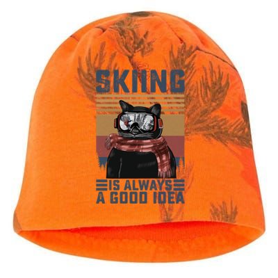 Skiing Is Always A Good Idea Funny Skiing Skier Lover Cute Gift Kati - Camo Knit Beanie