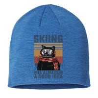 Skiing Is Always A Good Idea Funny Skiing Skier Lover Cute Gift Sustainable Beanie