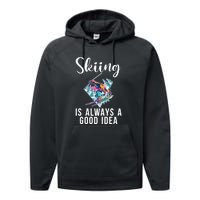 Skiing Is Always A Idea Vintage Freestyle Ski 80s Costume Retro Skii Performance Fleece Hoodie