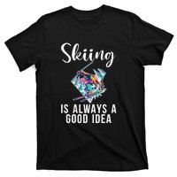 Skiing Is Always A Idea Vintage Freestyle Ski 80s Costume Retro Skii T-Shirt