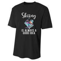 Skiing Is Always A Idea Vintage Freestyle Ski 80s Costume Retro Skii Performance Sprint T-Shirt