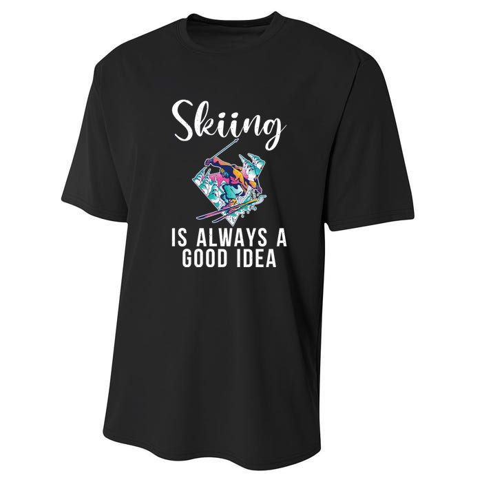 Skiing Is Always A Idea Vintage Freestyle Ski 80s Costume Retro Skii Performance Sprint T-Shirt