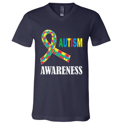 Social Interaction Autism Awareness Autistic Support V-Neck T-Shirt