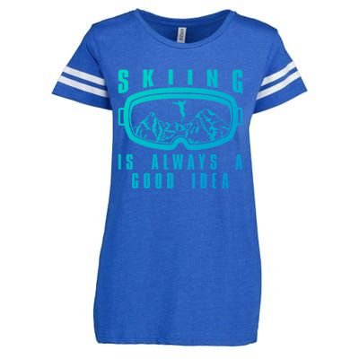 Skiing Is Always A Good Idea Gift Enza Ladies Jersey Football T-Shirt