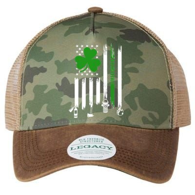 Shamrock Irish American Flag Firefighter St Patrick's Day Gift Legacy Tie Dye Trucker Hat