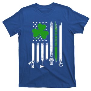 Shamrock Irish American Flag Firefighter St Patrick's Day Gift T-Shirt