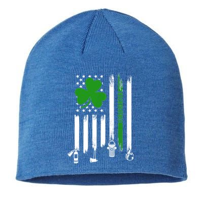 Shamrock Irish American Flag Firefighter St Patrick's Day Gift Sustainable Beanie