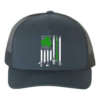 Shamrock Irish American Flag Firefighter St Patrick's Day Gift Yupoong Adult 5-Panel Trucker Hat