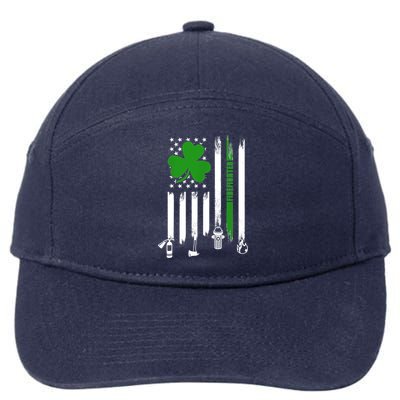 Shamrock Irish American Flag Firefighter St Patrick's Day Gift 7-Panel Snapback Hat