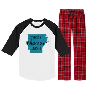 Somebody In Arkansas Loves Me State Raglan Sleeve Pajama Set