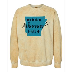 Somebody In Arkansas Loves Me State Colorblast Crewneck Sweatshirt