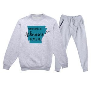 Somebody In Arkansas Loves Me State Premium Crewneck Sweatsuit Set