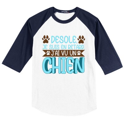 Sorry I Am Late I Saw A Dog Cute Gift Baseball Sleeve Shirt