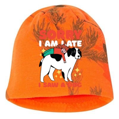 Sorry I Am Late I Saw A Dog Cute Gift Kati - Camo Knit Beanie