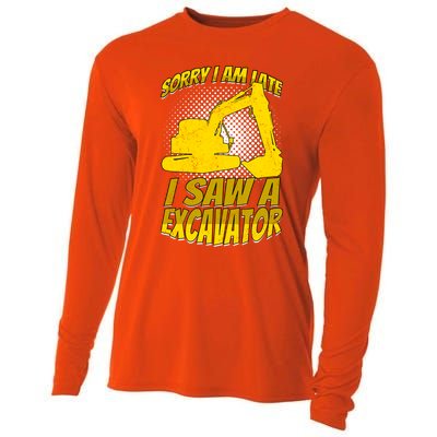 Sorry I Am Late I Saw A Excavator Exhalation Gift Cooling Performance Long Sleeve Crew