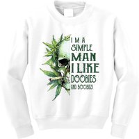 Skull I’M A Simple Man I Like Doobies And Boobies Kids Sweatshirt