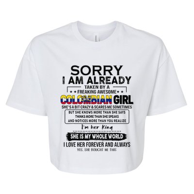 Sorry IM Already Taken By A Freaking Awesome Colombian Bella+Canvas Jersey Crop Tee