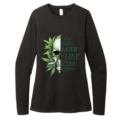 Skull I’M A Simple Man I Like Doobies And Boobies Womens CVC Long Sleeve Shirt