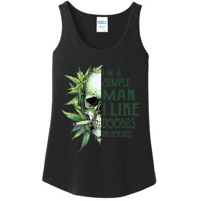 Skull I’M A Simple Man I Like Doobies And Boobies Ladies Essential Tank