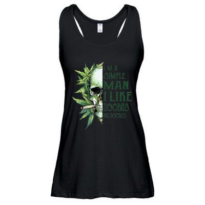 Skull I’M A Simple Man I Like Doobies And Boobies Ladies Essential Flowy Tank