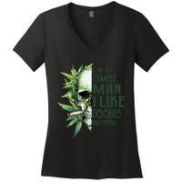 Skull I’M A Simple Man I Like Doobies And Boobies Women's V-Neck T-Shirt