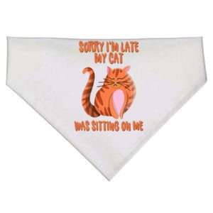 Sorry I Am Late My Cat Was Sitting On Me Cat Lover Designs Gift USA-Made Doggie Bandana