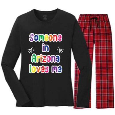 Someone In Arizona Loves Me Women's Long Sleeve Flannel Pajama Set 