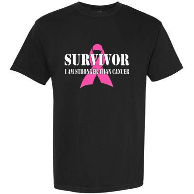 Survivor I Am Stronger Than Cancer Breast Cancer Awareness Garment-Dyed Heavyweight T-Shirt