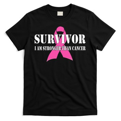 Survivor I Am Stronger Than Cancer Breast Cancer Awareness T-Shirt