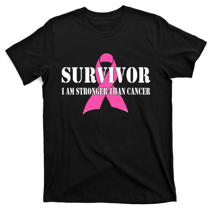 Survivor I Am Stronger Than Cancer Breast Cancer Awareness T-Shirt